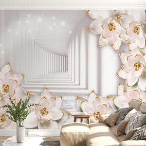  White Large Flowers Wallpaper