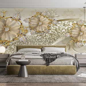  Golden Flower Brooches Wallpaper
