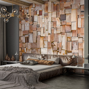 Texture Wallpaper for Walls | Textured Wooden Cubes Wallpaper