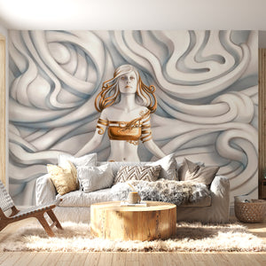  Women Statue with Golden Elements Wall Mural