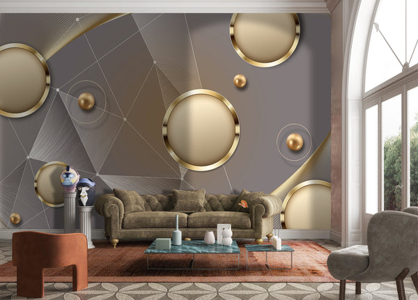  3D Gold Circles Wallpaper