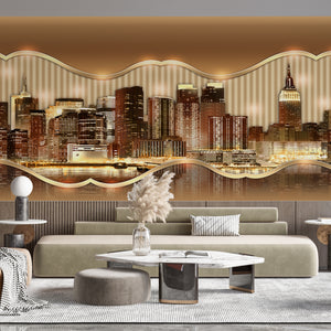 City Murals for Walls -  Gold Skyscrapers Wall Mural