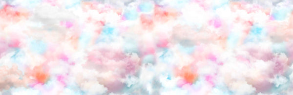Abstract Wallpaper Mural, Non Woven, Colorful Clouds Wallpaper, Abstract Pink and Blue Fluffy Clouds Wall Mural