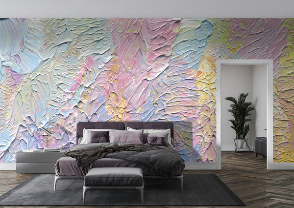Abstract Wallpaper Mural, Non Woven, Rainbow Colors Wallpaper, Imitation of decorative plaster Wall Mural