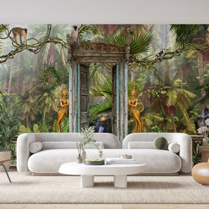  Monkeys in Tropical Forest Wall Mural