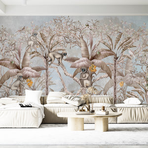  Monkeys in Palms Wallpaper Mural