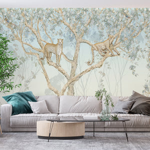  Leopards in Tree Wallpaper Mural