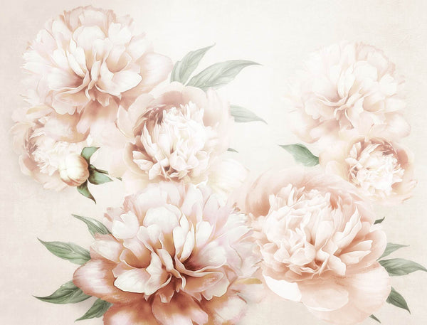 Bright Peony Wallpaper Mural, Non Woven Floral Peony,  Vintage Large Flowers Wall Covering