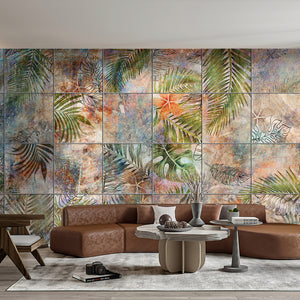 Tropical Flowers and Leaves Mural