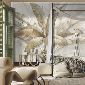 Soft Beige Palm Tree Wallpaper Mural