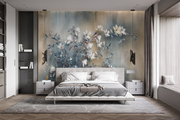 Floral Blossom Branch and Birds Wall Mural