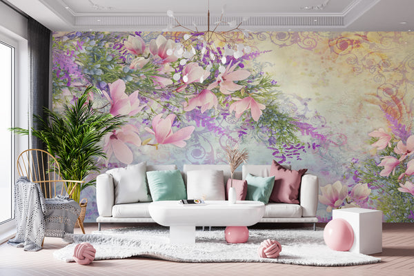 Summer Floral Wallpaper, Botanical Little Flower Wall Mural, Colorful Wildflowers, Non Woven Wallpaper
