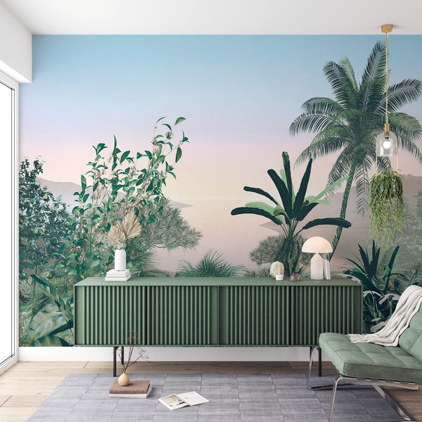 Rainforest Wallpaper Mural, Non Woven, Tropical Jungle Wallpaper, Landscape Wall Mural