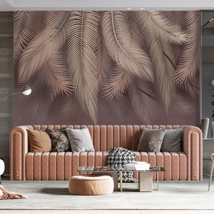 Brown Tropical Palm Leaves Wall  Mural