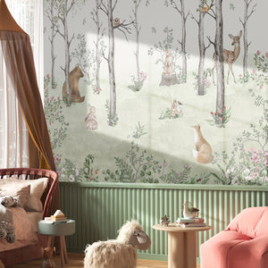 Childrens Wall Mural | Watercolor Kids Forest Wallpaper