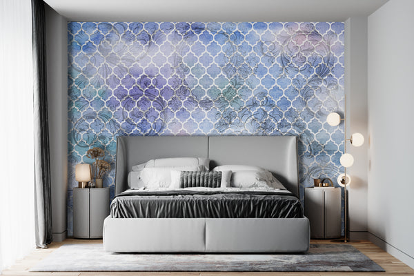 Abstract Wallpaper Mural, Non Woven, Shades of Blue Wall Mural