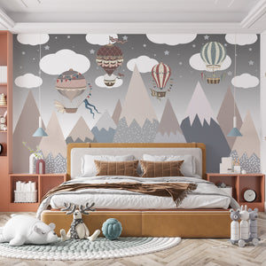 Nursery Room Mural | Hot Air Balloons Wallpaper Mural