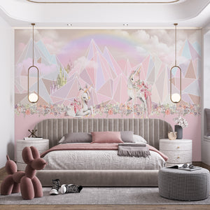 Childrens Wallpaper Murals for Bedroom | Fairytale Unicorns Wallpaper Mural for Girls