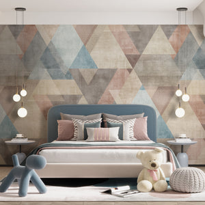 Abstract Wallpaper Mural | Colorful Triangles Wallpaper