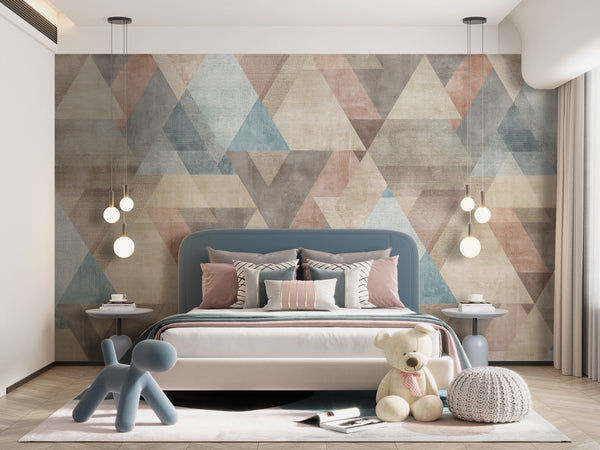 Abstract Wallpaper Mural | Colorful Triangles Wallpaper