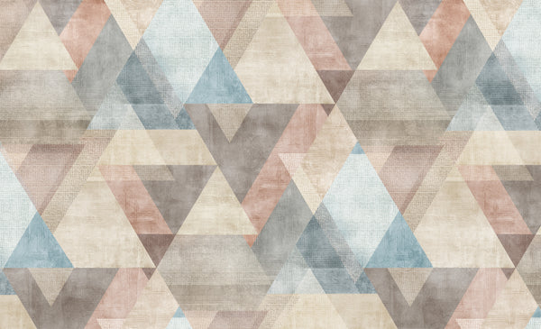 Abstract Wallpaper Mural, Non Woven, Colorful Triangles Wallpaper, Geometric Wall Mural