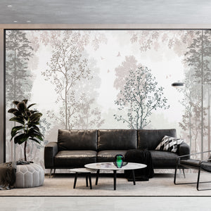 Forest Tree Branches Silhouette Mural