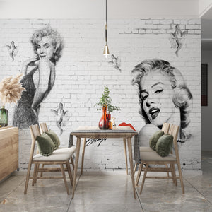 Black & White Marilyn Monroe Wall Mural 