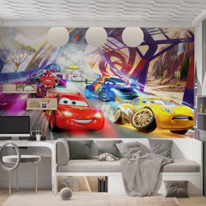 Childrens Wall Mural | Lightning Mcqueen Cars Wallpaper Mural for Boys
