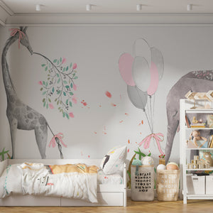Childrens Wall Mural | Grey Animals Wallpaper Mural