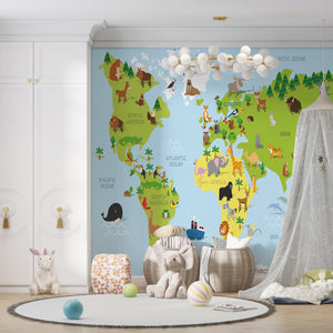 Childrens Wall Mural | Kids World Map Wallpaper Mural