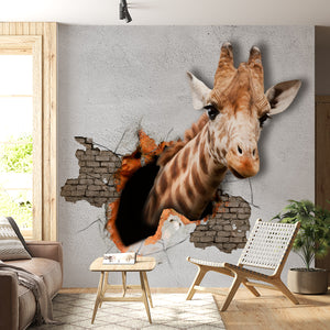  3D Giraffe out of the Wall Mural
