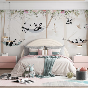Childrens Wallpaper Murals for Bedroom | Cute Panda Bear Wallpaper Mural