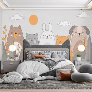 Childrens Wallpaper Murals for Bedroom | Cute Animals Wallpaper for Kids