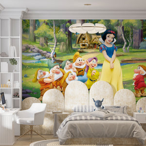 Nursery Room Mural | Snow White and Gnomes Wallpaper for Girls