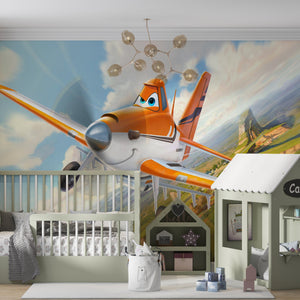 Childrens Wallpaper Murals for Bedroom | Cartoon Plane Wallpaper Mural