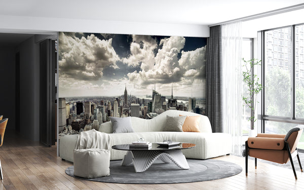 Black & White Wall Mural | New York Skyline Wallpaper 