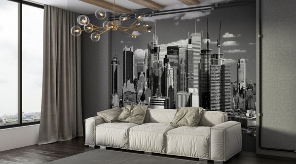 NYC Skyline Black and White Wall Mural 
