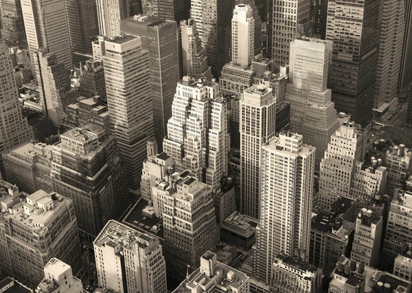 NYC Black and White Wall Mural, Black & White Wallpaper, Non Woven, New York Arhitecture Builldings Wallpaper, City Wall Mural