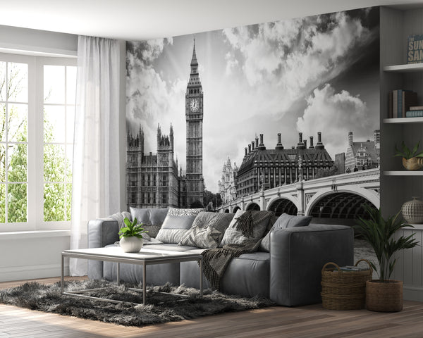 Black and White London City Photo Wallpaper