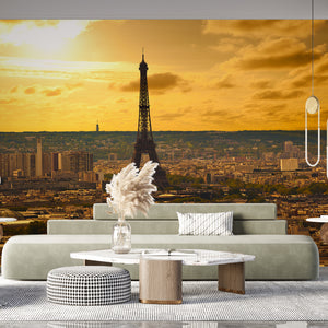 Countries Wallpaper -  Eiffel Tower and Golden Sunset in Paris Wallpaper