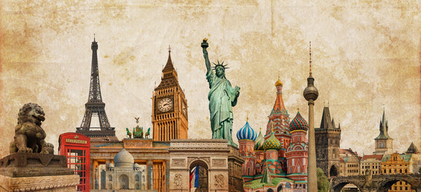 Countries Wallpaper, City Wallpaper, Non Woven, World Landmarks Wallpaper, Vintage Style Wall Mural