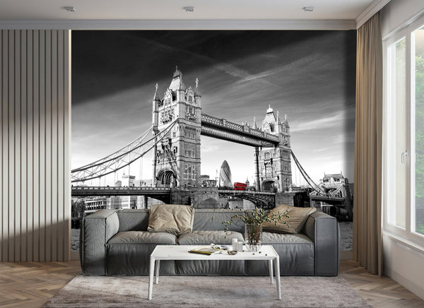 City Murals for Walls -  Black & White Tower Bridge Wallpaper