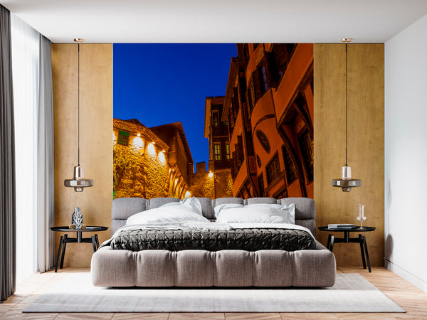 Best Country Wallpaper, City Wallpaper, Non Woven, Night Old Town Wallpaper, Vintage Provence Wall Mural