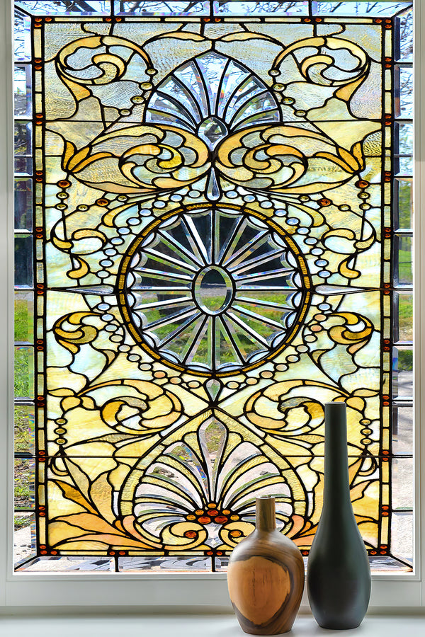 Window Privacy Decal, Geometrical Stained Glass Window Film, Sticker Window Privacy