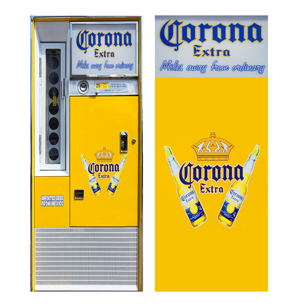 Refrigerator Wrap Vinyl, Vintage Corona Beer Vending Machine Fridge Wrap, Door Decal