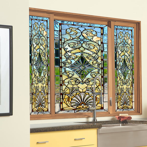Privacy Window Film, Geometric & Abstract Stained Glass Window Privacy Film