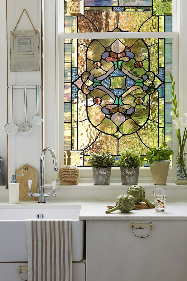 Sticker Window Privacy, Geometric Tiffany Style Stained Glass Window Privacy Film
