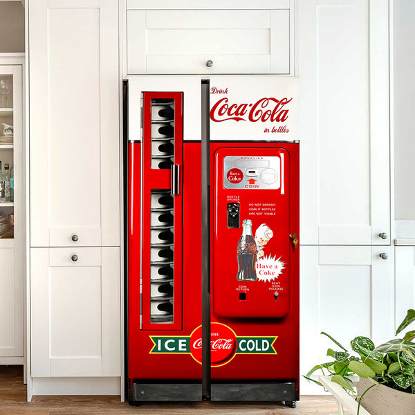 Refrigerator Wrap Vinyl, Vintage Coca Cola Vending Machine Fridge Wrap, Door Decal