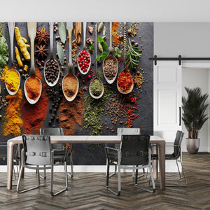 Food Murals | Mural Coffee | Colorful Spices & Herbs Wall Mural