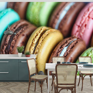 Dining Room Mural | Coffee Mural Art | French Macaron Kitchen Wall Mural